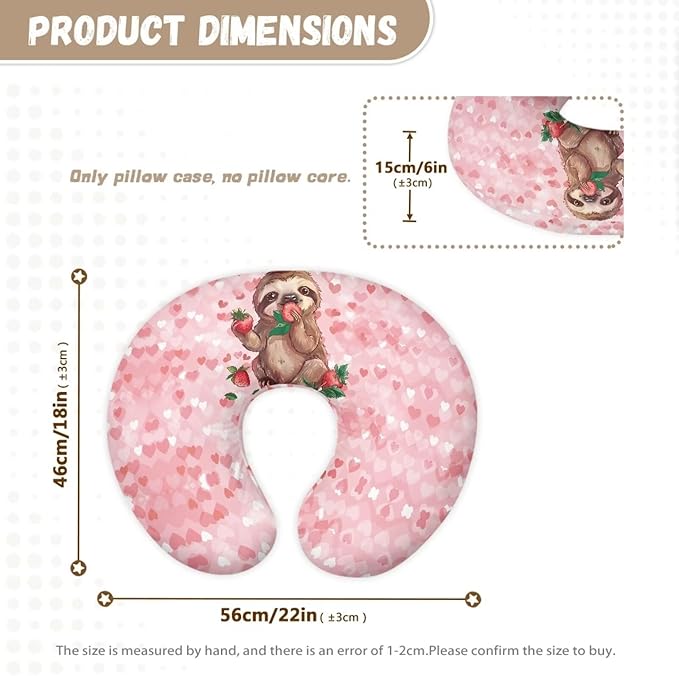 Pink Sloth Nursing Pillow Covers U-Shaped Sakura Feeding Pillow Cover for Nursing Pillow Hidden Zipper Design Soft and Skin-Friendly