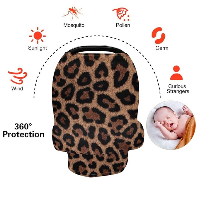 Breastfeeding Nursing Cover Baby Car Seat Canopy Cart Cover Leopard Print Blanket Stroller Poncho Cover