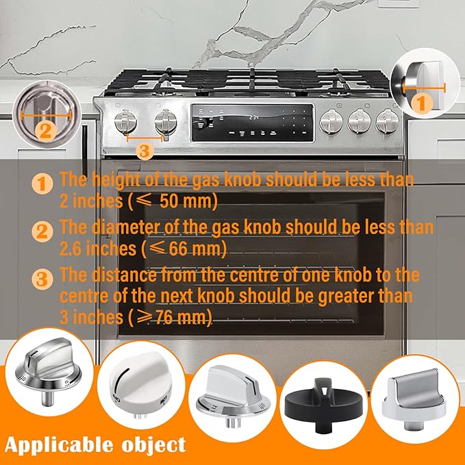 6-Pack Stove Knob Safety Covers,Upgraded Press Gas Stove Knob Locks,Durable Design Childproof Oven Knob Locks for Babies and Pets, Sticky and Easy to Install,Transparent