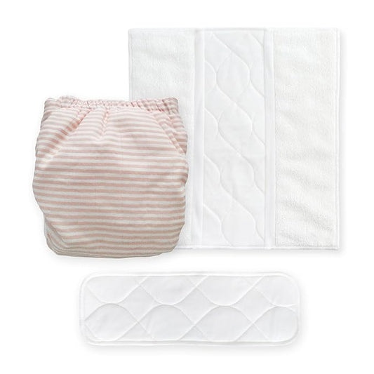 Amazing Baby Hybrid Cloth Diaper Cover with Pocket-Sling, Small, Sz 2 (8-15 lbs), Use with Boosties Inserts, Pink Tiny Stripes, SmartNappy Set includes Muslin Cover + Tri-fold Insert + Booster Pad