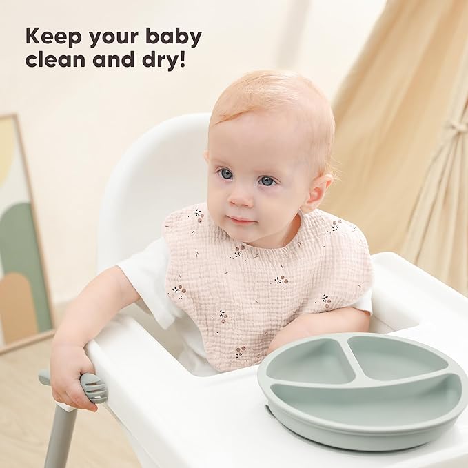 Bearmoss Baby Bibs for Drooling & Teething 8 Pack Muslin Cotton Soft Absorbent Adjustable Unisex Bibs Boys Girls 0-36 Months