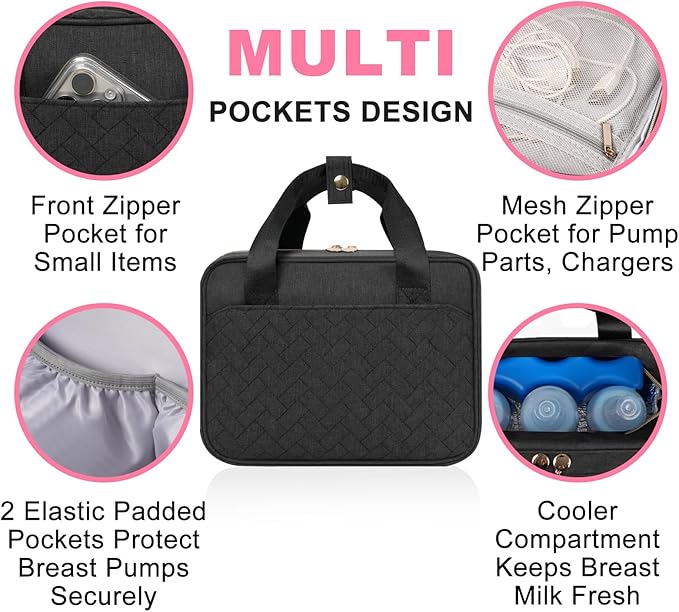 Wearable Breast Pump Bag for Working Moms, Breastmilk Cooler Travel Bag, Portable Pumping Carrying Case for Office & On-the-Go