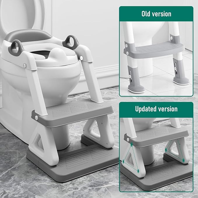 Potty Training Seat with Step Stool Ladder for Kids and Toddler,Wiifo Sturdy Potty Ladder with Soft Padded Cushion for Toddler Boys and Girls(Light Grey) 2026 New Version