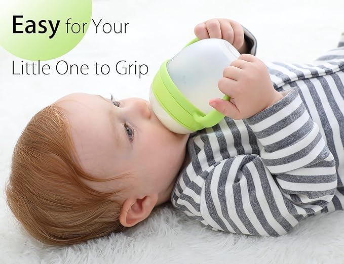 Baby Bottle Handles for Comotomo 5 Ounce & 8 Ounce Silicone Baby Bottles, Compatible Comotomo Bottle Holder for Baby, Pack of 2, Green
