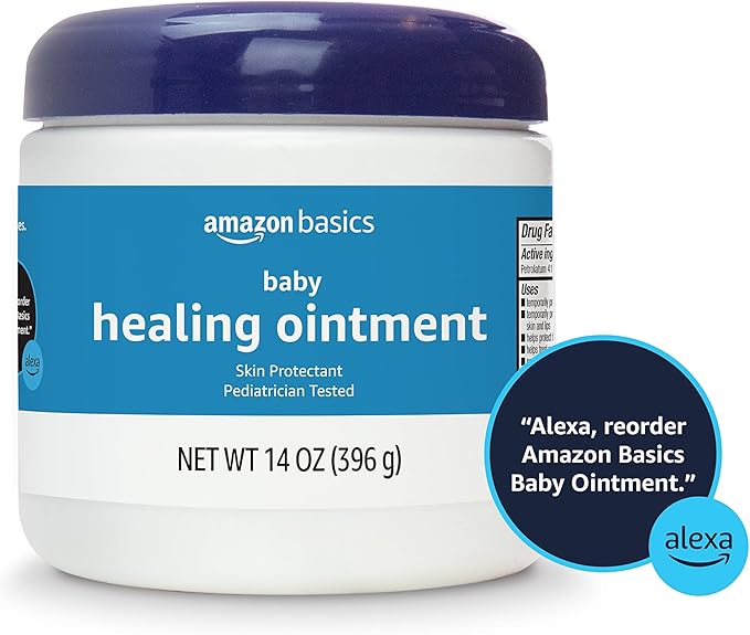 Amazon Basics Healing Ointment for Babies, Skin Protectant for Irritated or Cracked Skin, Pediatrician Tested, 14 Ounce, 4-Pack (Previously Solimo)