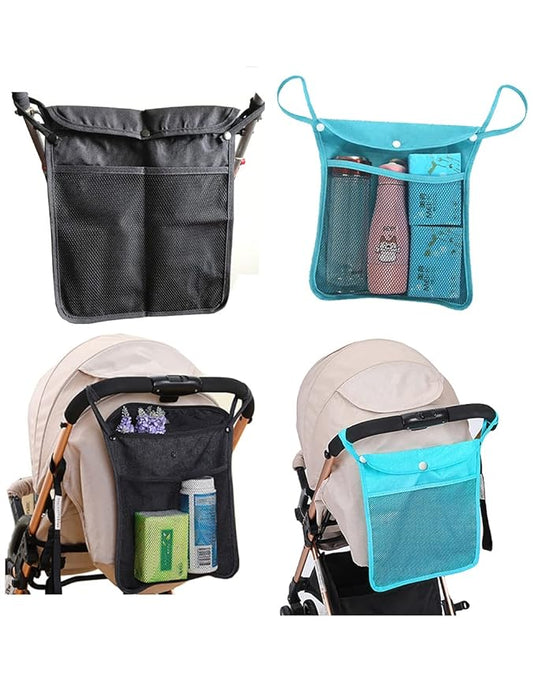 2 PCS PACK Umbrella Stroller Organizer, Black & Sky Blue, Holds water bottles, extra diapers wipes, toddler sweat shirt (Black+Sky Blue)