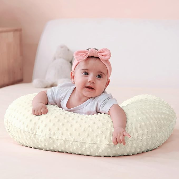 Nursing Pillow Cover Breastfeeding Pillow Cases Plush Dot Slipcover Pillow Shams (CreamYellow)