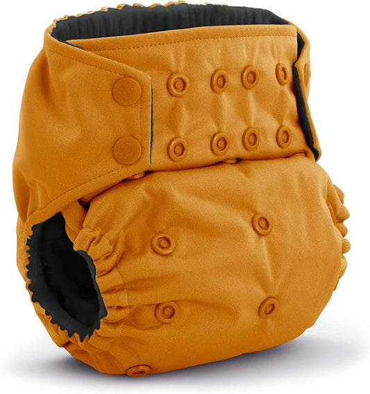 Kanga Care Rumparooz G3 OBV Cloth Diaper Reusable One Size Pocket Diaper with Patented Inner Double Gusset 2 pcs Bamboo Rayon Insert Soaker | Saffron (6-55+ lbs)