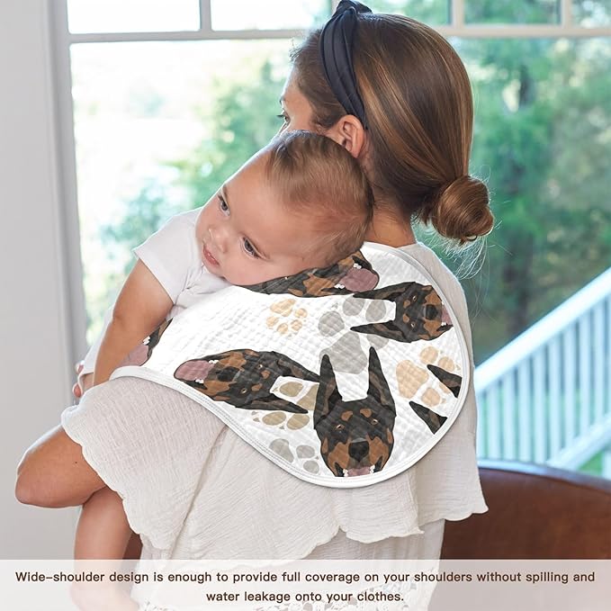 Muslin Burp Cloths for Baby Boys and Girls - 1-Pack Ultra Absorbent Doberman Dog Muslin Washcloths, Newborn Towel, Milk Spit Up Rags, Burp Cloth Bib for Unisex, 22 x 11 Inch