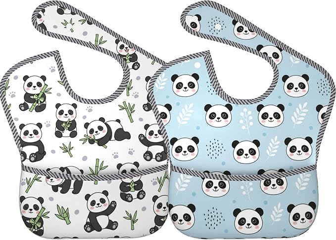 Bibs Cute Baby Stuff 2Packs for 6-24 Months Waterproof Washable Fabric