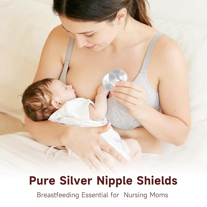 999 Silver Nursing Cups, Original Perforated Breathable Design, FSA&HSA Eligible Silver Nipple Covers for Breastfeeding Essential, Nipple Shields for Breastfeeding Newborn (Regular)
