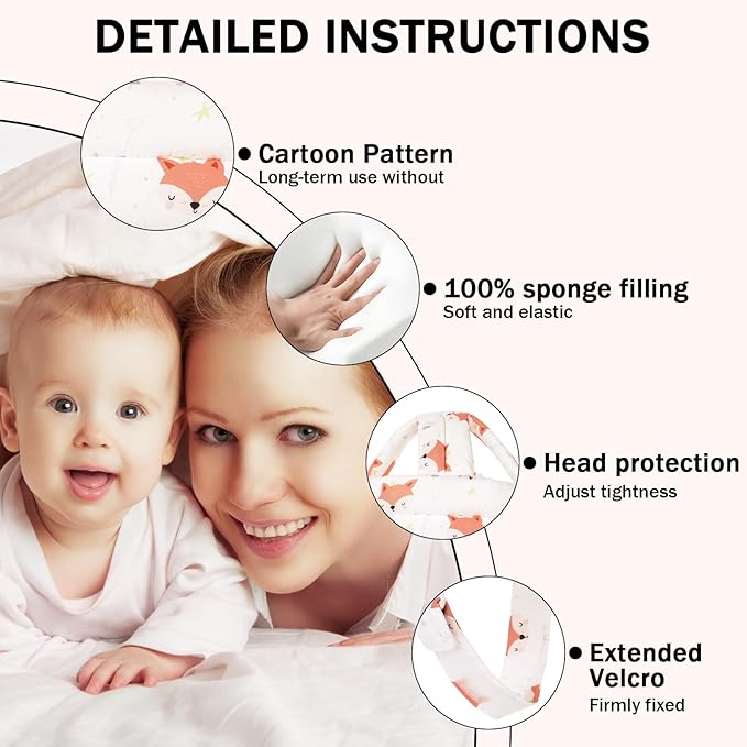 Baby Head Protector for Crawling Walking, Baby Helmet Adjustable No Bumps and Soft Cushion, Infant Safety Cap for Kid Learning to Walk