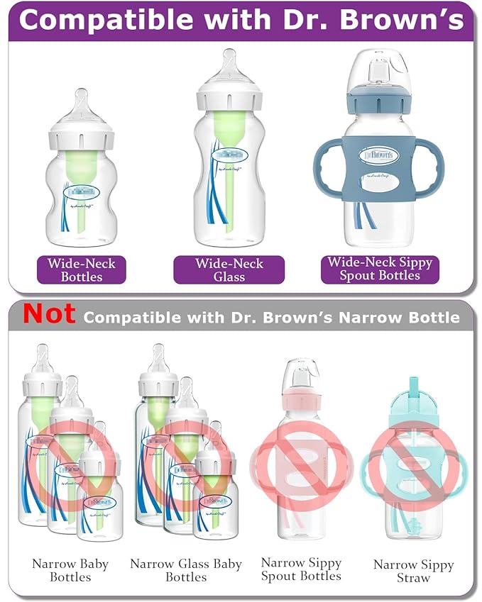 Sippy Straw Nipples for Dr. Brown's Wide-Neck Baby Bottles and Sippy Spout Bottles,Variable Flow, Silicone Conversion Nipple,6+ Months,4 Count