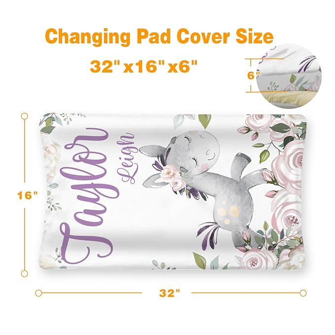 Custom Changing Pad Cover Set - Jersey Knit Comfy CozyUltra Soft Unisex Diaper Changing Table Covers with Personalized Name for Baby Boys Girls - Waterproof Ultra Soft 4 Pcs Set Style12