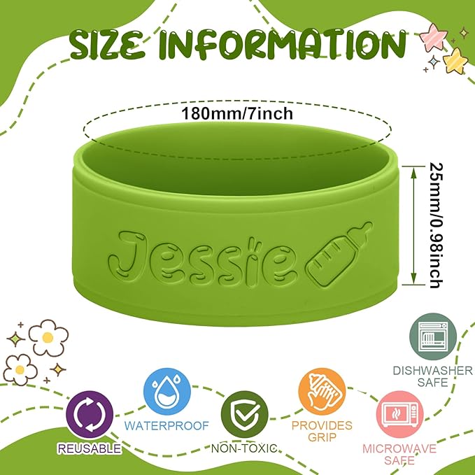 Personalized Baby Bottle Labels for Daycare Custom Engraved Silicone Bands with Name Logo Reusable Personalized Name Labels for Daycare Kindergarten School Summer Camps