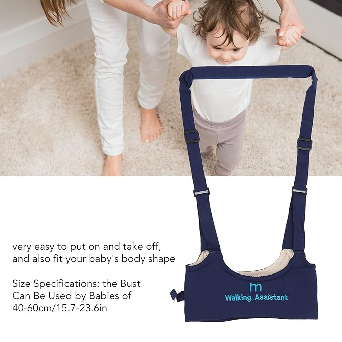 Baby Walker Baby Walking Harness Adjustable Handheld Kids Walker Helper Walking Learning Helper for Toddler 8-20 Months(Navy Blue)
