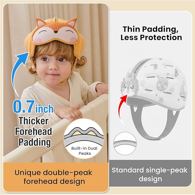 Mambobaby Baby Head Protector Helmet for Crawling and Walking, Breathable Soft Helmet, Ultra-Lightweight & Adjustable, Prevents Bumps Safety Helmet for Infants Toddlers 6-24 Months (Vivid Fox)