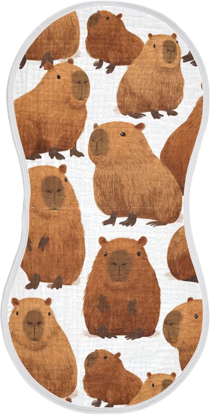 Cute Capybara Burp Cloths Baby Boys Girls Absorbent Soft Cotton Burping Cloths Rags, 1 Pack
