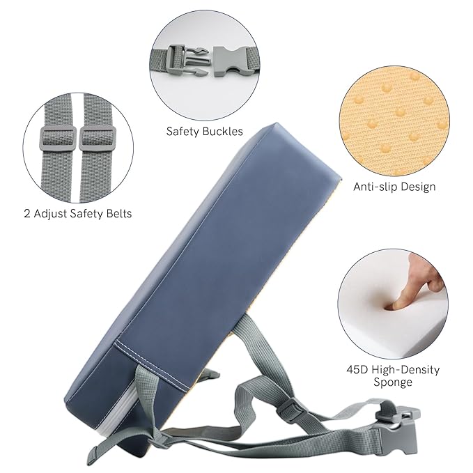Toddler Booster Seat for Kitchen Chair Dining Table, Washable Thick Strong Support Portable Booster Chair for Toddlers Eating, Easy Cleaning Booster Seat Cushion Detachable with Adjustable Straps