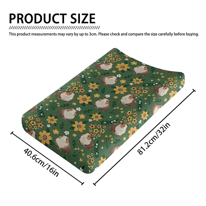 Hamster Changing Pad Cover for Baby Girls Comfort Diaper Flower Change Table Pad Covers Soft Breathable Changing Pad Sheets Cover