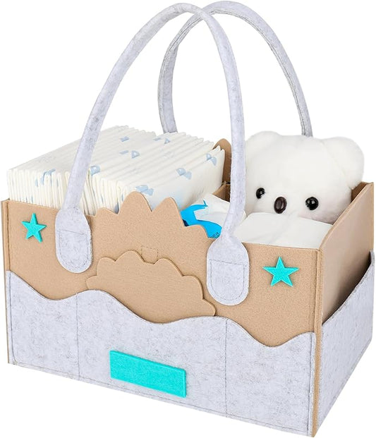 Diaper Caddy Organizer, Nursery Storage Basket for Baby,Portable Diaper Holder for Changing Table and Car,Newborn Essentials Boy Girl Shower Gift Basket.