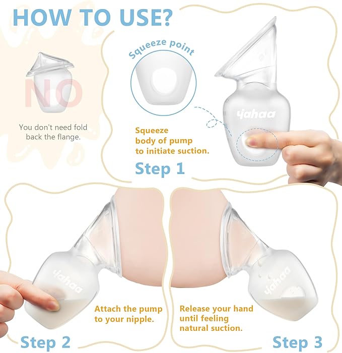 2 Sets Silicone Manual Breast Pump for Breastfeeding Essentials, Colostrum Collector with Spill Free Valve & Cap, Hand Pump Breastmilk, Milk Collectors for Breastfeeding, Clear, 4oz