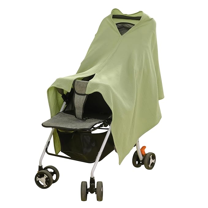 TADO MUSLIN 2-Pack Muslin Nursing Cover for Baby Breastfeeding, 100% Organic Cotton Breastfeeding Cover for Mom, Soft Breathable Privacy Nursing Apron, Multi-use Stroller Cover & Car Seat Canopy Green