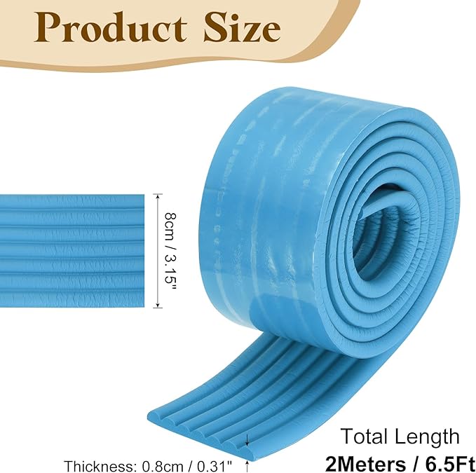 uxcell Bunk Bed Ladder Pad, 6.5ft NBR Self-Adhesive Corner Edge Protector Soft Furniture Corner Guard for Ladder Table Desk Edge, Blue