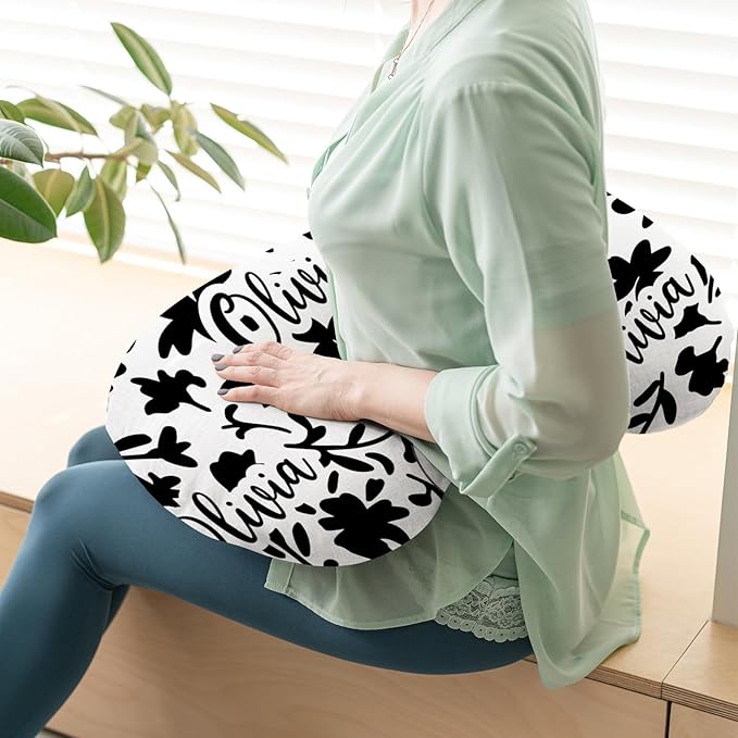 Customizable Flowers Baby Nursing Pillow Cover - Add Your Baby's Name, Ultra-Soft Stretch Fabric, Fits Standard Nursing Pillows, Ideal for Baby Showers Style 18