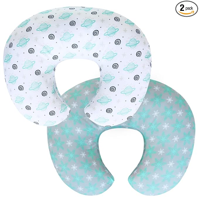 Biloban Nursing Pillow Cover 2 Pack for Breastfeeding Pillow, Ultra Soft and Cozy Nursing Slipcovers, Snug Fits Boppy Pillow, Perfect Choice for Mom