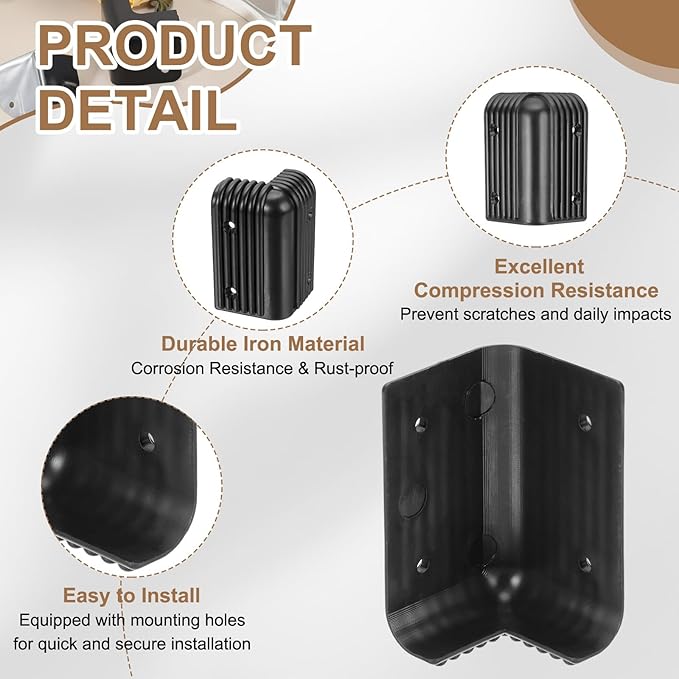 uxcell 8Pcs 3.07" x 1.89" Speaker Corner Protectors, Plastic Right Angle Protector Thickening Speaker for Cabinet Guitar Amplifier Stage Speakers, Black