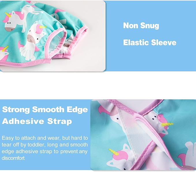 3 Pcs Long Sleeved Bib Set|Baby Waterproof Bibs with Pocket Bundle|Toddler Bib with Sleeves|Stain Resistance Smock 6-24 Month