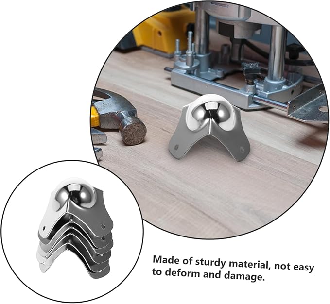 Alipis 6pcs Chromed Ball Corners Metal Edge Guard Protector for Furniture Table and Flight Cases Durable and Easy to Install for Protection