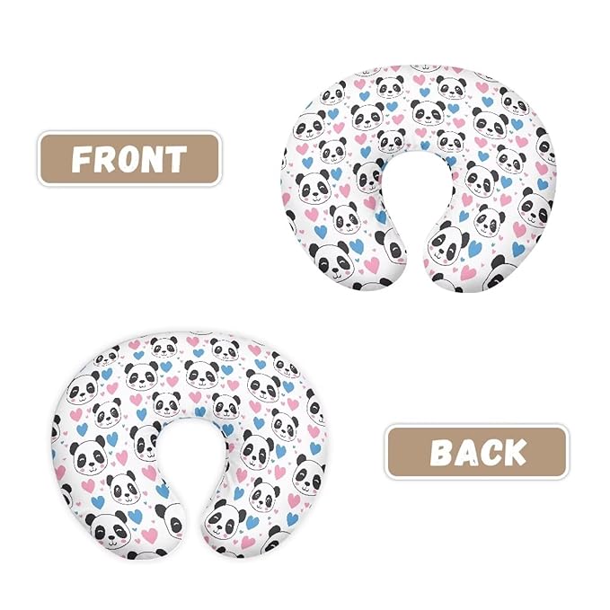 Panda and Heart Nursing Pillow Cover for Baby Boy Girl Slipcover for Breastfeeding Pillows, Soft and Stretchy Safely Breastfeeding Pillow Cover