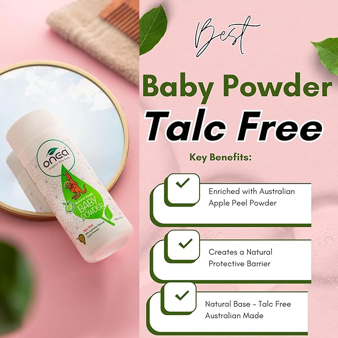 ONEA Natural Apple Baby Powder - Talc-Free, Preservative-Free Natural Body Powder - Reduced Risk of Skin Irritation - Prevents Diaper Rash - 3.5 oz