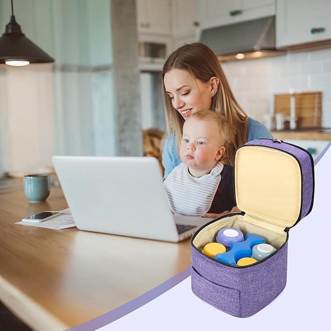 Teamoy Double Layer Breastmilk Cooler Bag, Fit for 4 Baby Bottles Up to 5 Ounce Bottle Bag, Breastmilk Cooler Tote Bag for Nursing Mom, Purple(Bag Only)