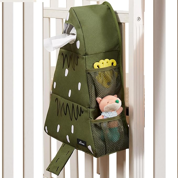 SUNEVNO Baby Diaper Caddy Organizer Hanging Diaper Stacker, Baby Crib organizer Classified Storage for Changing Table Crib Playard or Wall & Nursery Organization (Pine Tree)