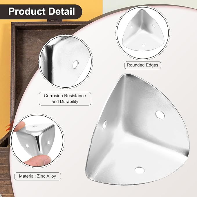 uxcell 8PCS Metal Corner Protector 1.5 x 1.5 x 1.5 Inch Box Edge Guard Protector Zinc Alloy Cabinets Speaker Corners Protector for Furniture Decorative (Silver)