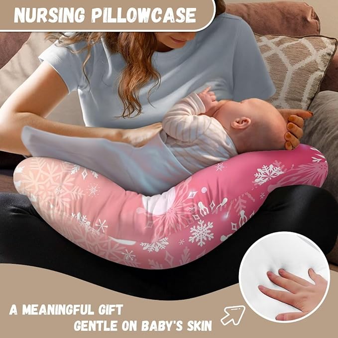 Snowflake Gradient Color Nursing Pillow Cover for U-Shaped Breastfeeding Pillow Nursing Pillow Hidden Zipper Design Soft and Skin-Friendly