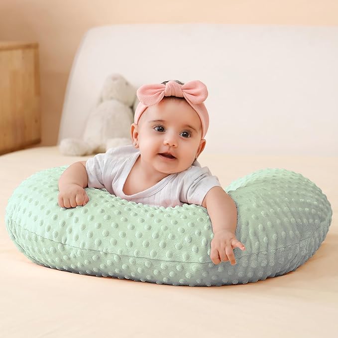 Nursing Pillow Cover Breastfeeding Pillow Cases Plush Dot Slipcover Pillow Sham (Green)