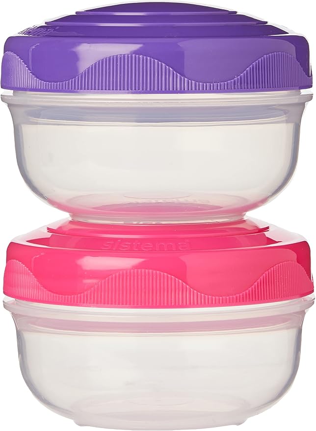Sistema to GO PortionPod Food Storage Containers, Small Snack Pots, BPA - Free, Assorted Colours, 2 x 210 ml