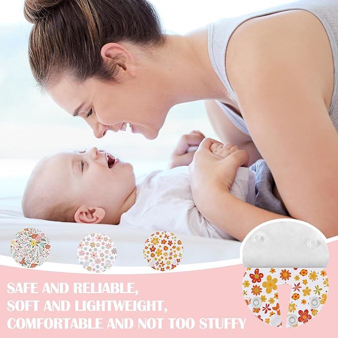 Breling 18 Pack Feeding Tube Pads Button Pad Gtube Button Covers Reusable g Tube Cutie Dinosaur Feeding Supplies for Kids Baby Breastfeeding Nursing Care (Flower)