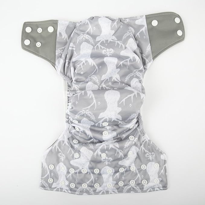 3 AIll in One Cloth Diapers Nappies for Night AIO Sewn in Insert Reusable Washable (Deer Pack)