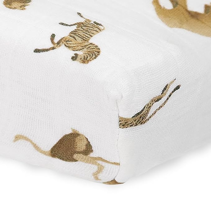 Little Unicorn Changing Pad Cover for Newborns & Infants | Soft & Breathable Muslin Fabric | Baby Diaper Changing Table Pad Cover (Animal Crackers)