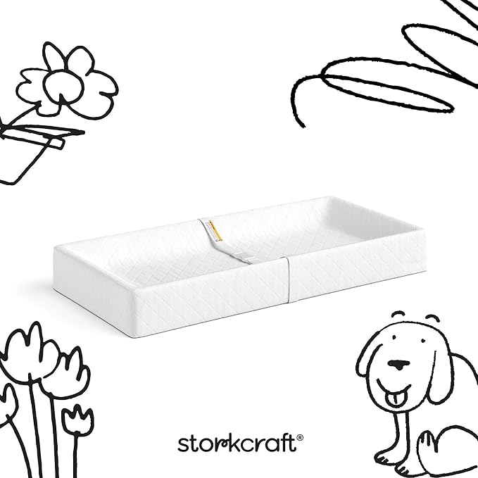 Storkcraft Nest 4-Sided Contoured Baby Changing Pad with Safety Strap - GREENGUARD Gold Certified, Water-Resistant Surface, Fits Most Standard-Size Changing Table Toppers, Non-Skid Bottom