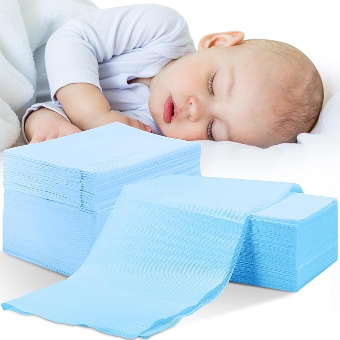 Mixweer 1000 Pcs Baby Disposable Changing Pads 13 x 18 Inch Quick Absorb Blue Diaper Changing Table Pads Sanitary Liners Soft Waterproof for Baby Child Adult Pets Travel Change Stations