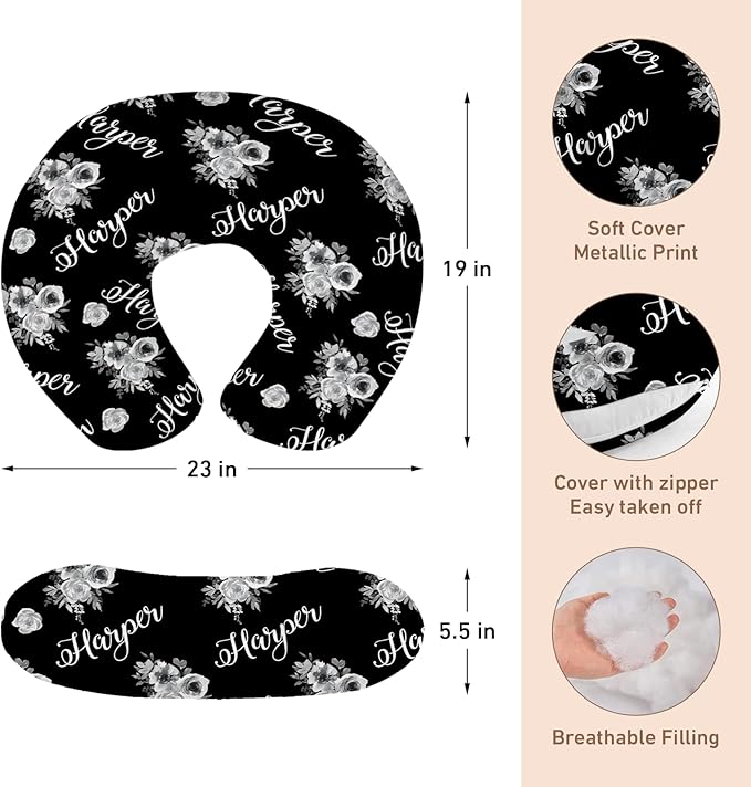 Dyoart Baby Nursing Pillow Cover,Personalized Comfortable Nursing Covers,Custom,Breastfeeding Pillow Slipcover for Bottle Feeding,Custom Gifts for Toddler Infant,Flowers(one Size)