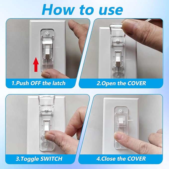 8 Pcs Light Switch Guard Cover Baby Proof Wall Switch Cover Guard Light Switches Blocker for Toggle Lights Switches Protects Your Lights Circuits from Being Accidentally Turned On or Off