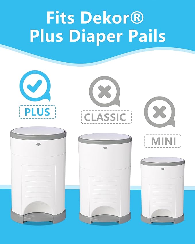 HIDALIFE Refills Compatible with Dekor Plus Diaper Pails, Disposable Diaper Trash Bags, Extra Thick Diaper Pail Refill Liners, Hold Up to 2320 Diapers (4 Pack Plus)