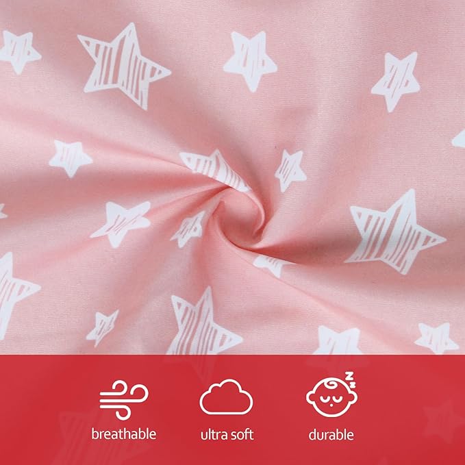 Nursing Pillow Cover for Baby Snug Fits Boppy Nursing Pillows, Super Soft, for Breastfeeding Moms, Pink Star